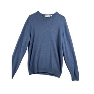 Lacoste Men’s Pure Wool Crewneck Sweater – Blue – Size L